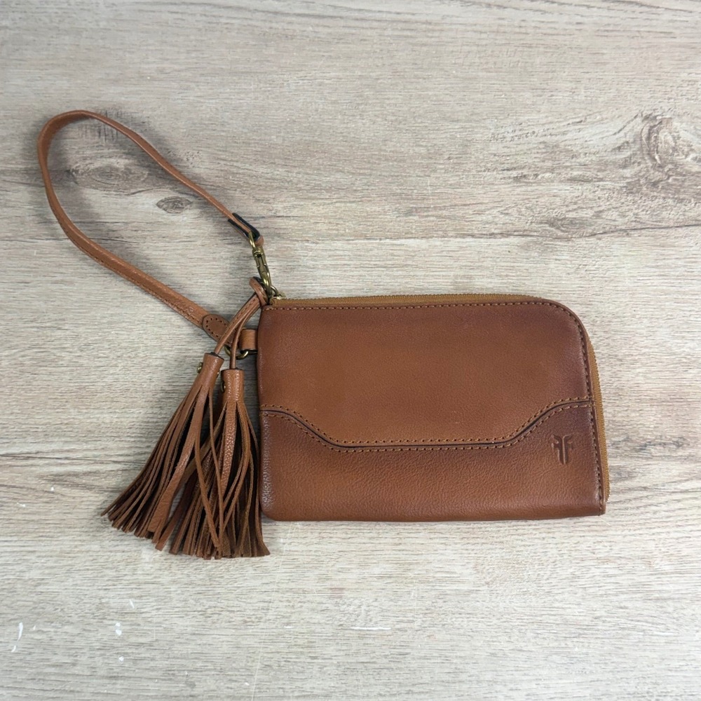 Frye Wristlet  Tassel Leather Cognac